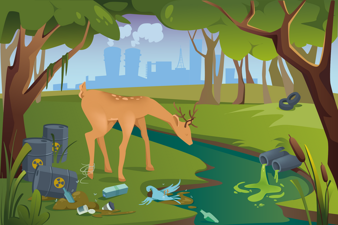 Pollution dans la jungle  Illustration