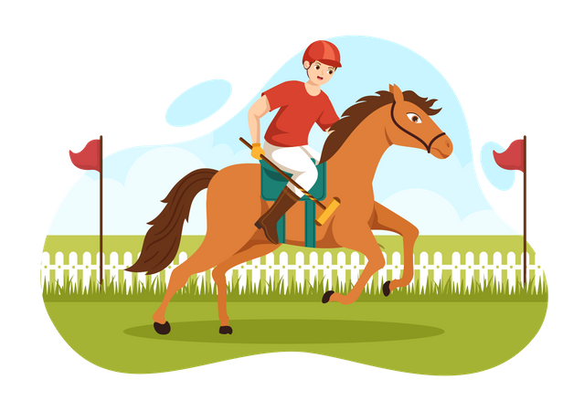 Polo horse player playing in tournament Illustration
