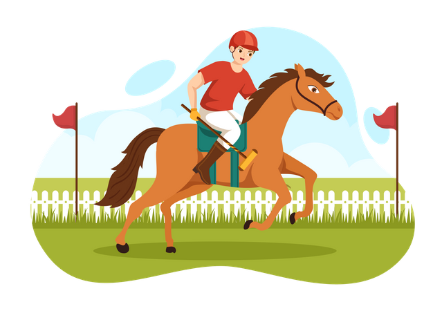 Polo horse player playing in tournament  Illustration