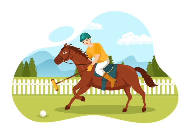 Polo player riding on horseback Illustration