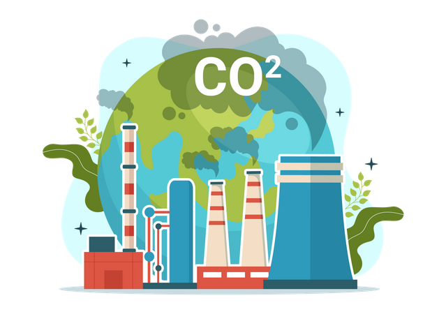 Poluição global por dióxido de carbono  Ilustração