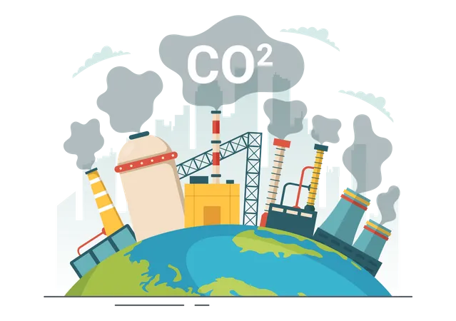 Poluição global por dióxido de carbono  Ilustração