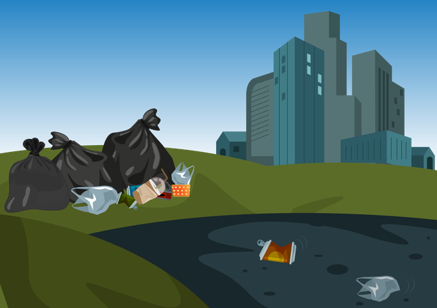 Poluição do lixo da cidade grande  Ilustração
