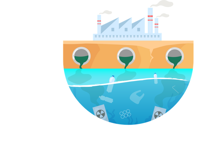 Poluições tóxicas de fábricas industriais  Ilustração