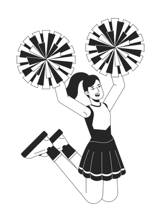 Fille de pom-pom girl sautant  Illustration