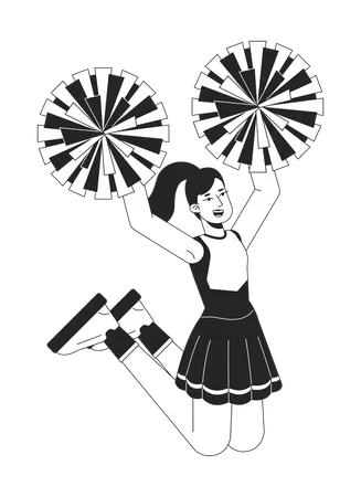 Fille de pom-pom girl sautant  Illustration