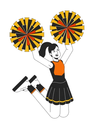 Fille de pom-pom girl sautant  Illustration