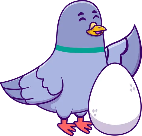 Pássaro pombo balançando asa com ovo  Ilustração