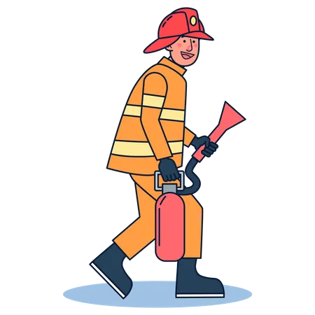 Pompier avec extincteur  Illustration