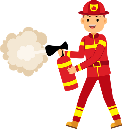 Pompier utilisant un extincteur  Illustration