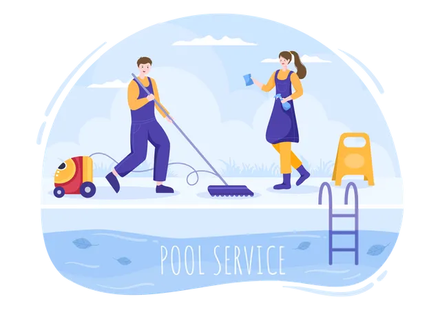 Pool maintenance and cleaning service  Illustration