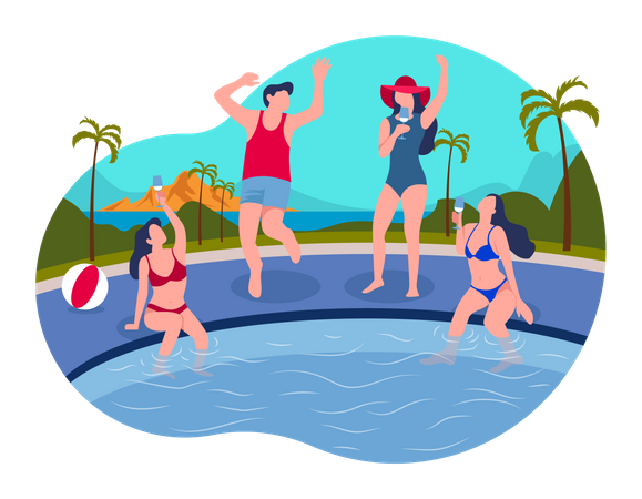 Pool party Illustration
