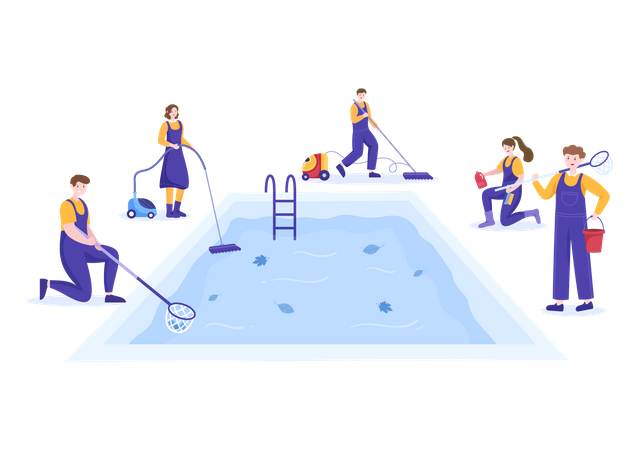 Pool Service Worker  Illustration