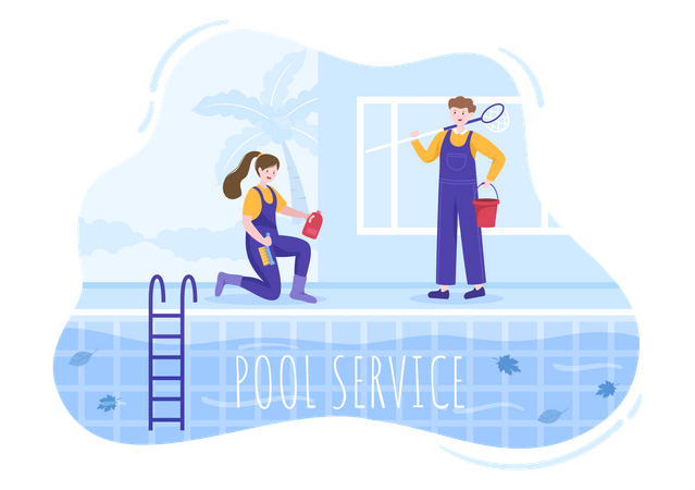 Pool Service Worker Illustration Illustration