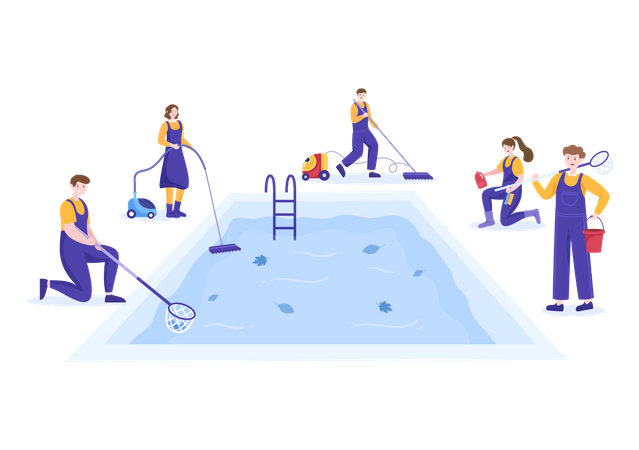 Pool Service Worker  Illustration