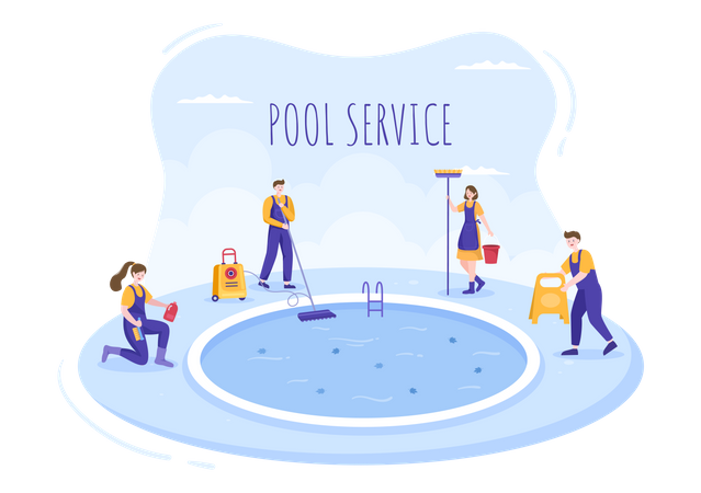 Pool Service Worker Illustration  Illustration