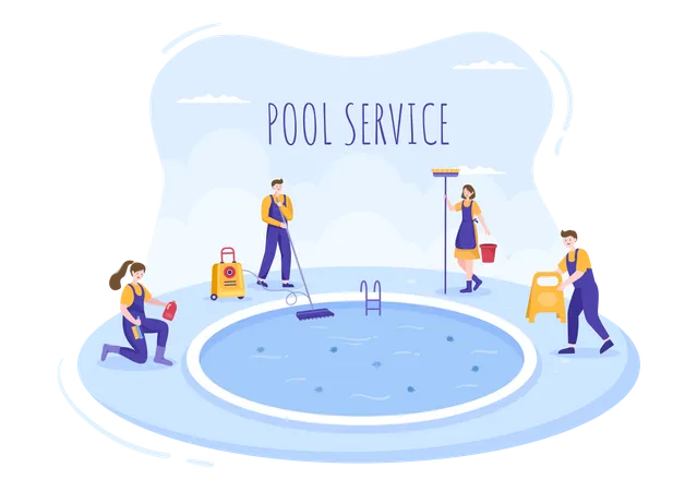 Abbildung: Pool-Service-Arbeiter  Illustration