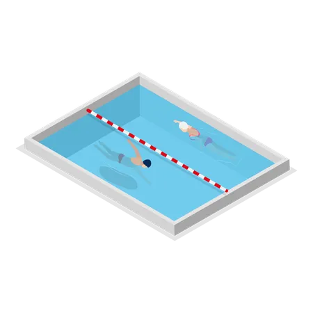 3 D Isometric Flat Vector Set Of Pool Swimmers Water Activities Item 3 Illustration