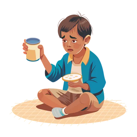 Poor Child asking for food help  Illustration