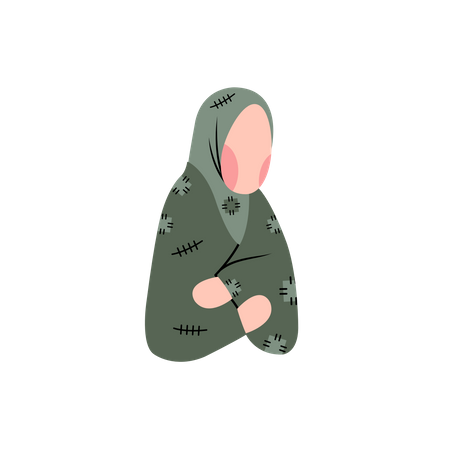 Poor Hijab Female Illustration