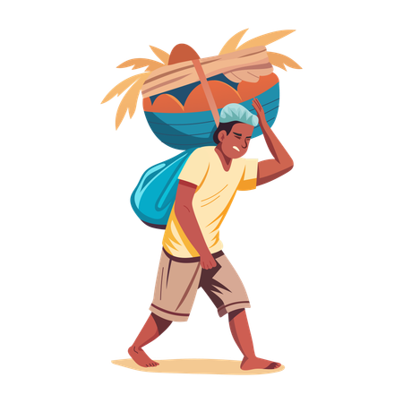 Poor man Carrying Weight  Illustration