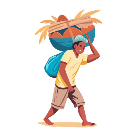 Poor man Carrying Weight  Illustration