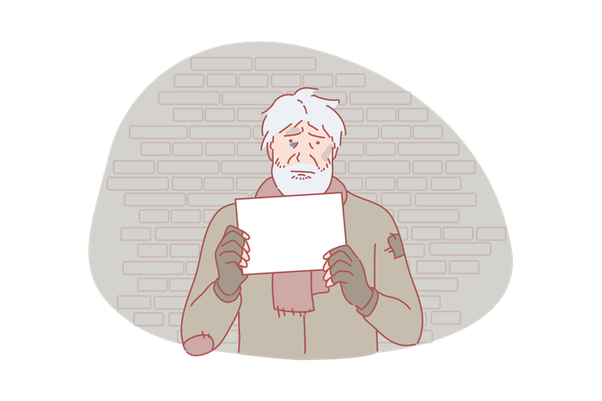 Poor man with request letter Illustration