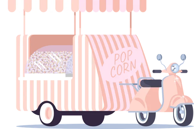Pop corn food truck Illustration