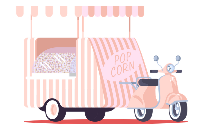 Pop Corn Truck Illustration