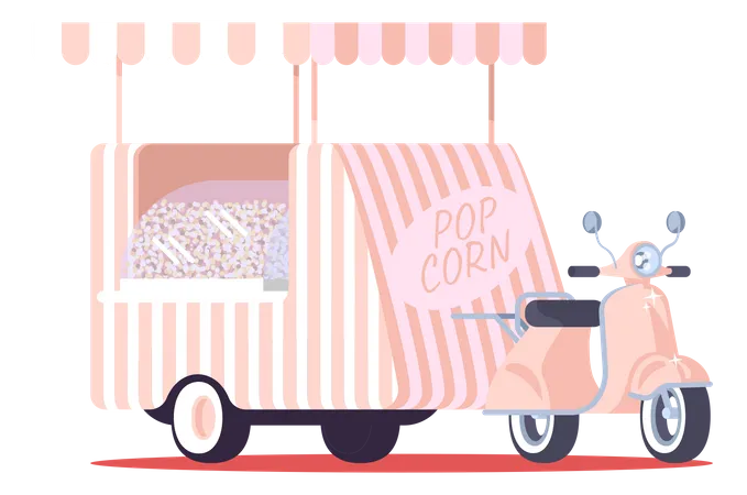 Pop Corn Truck Illustration