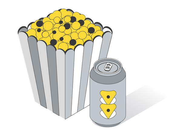 Popcorn And Drink Illustration