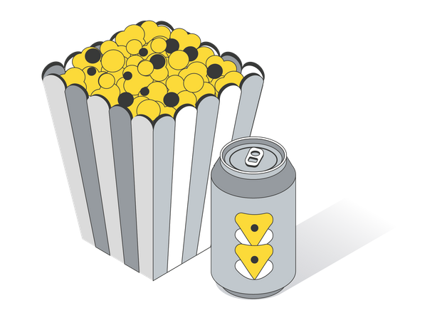 Popcorn And Drink  Illustration