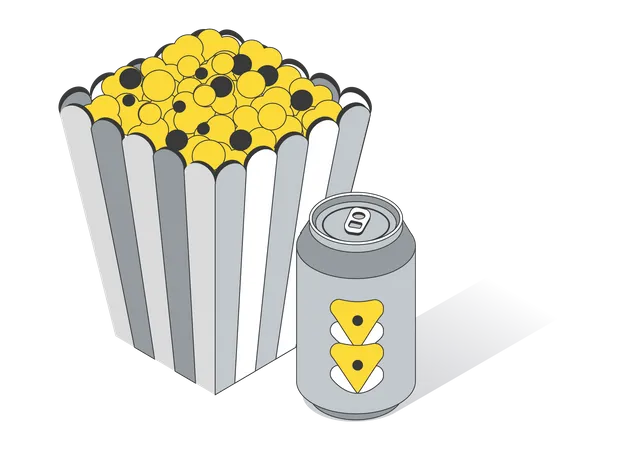 Popcorn And Drink  Illustration