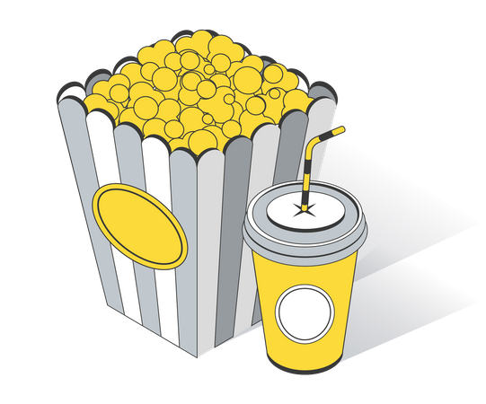 Popcorn And Drink  Illustration