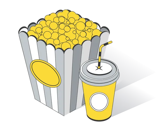 Popcorn And Drink  Illustration