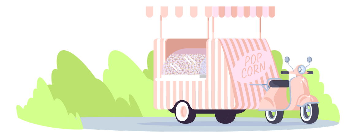 Popcorn cart Illustration