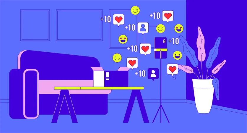 Popularity unboxing video on social media  Illustration