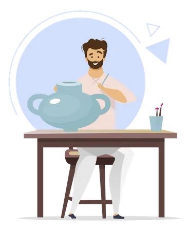 Porcelain painter paint vessel  Illustration