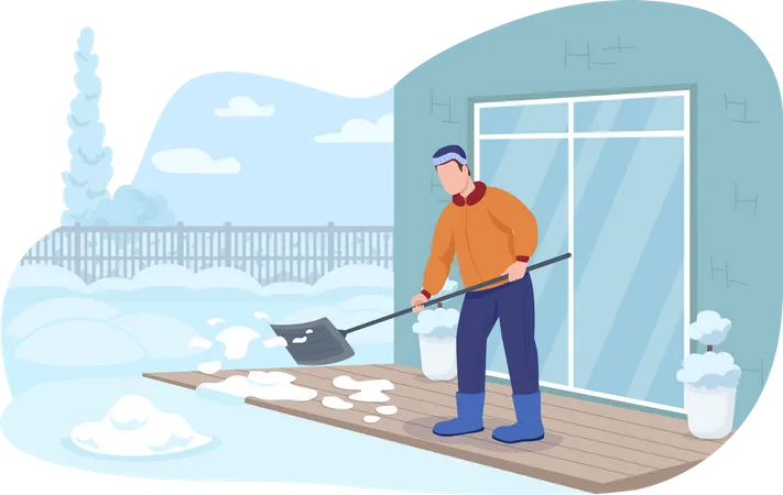 Porch snow clearing  Illustration