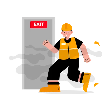 Porta de evacuação de emergência contra incêndio  Ilustração
