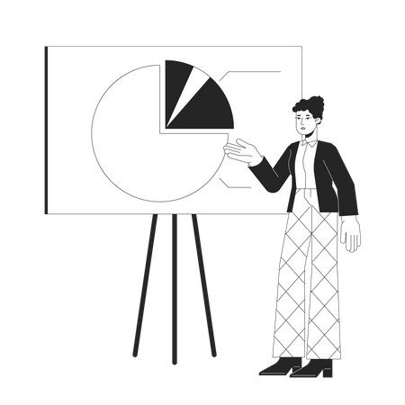 Porta-voz com apresentação no quadro branco  Ilustração
