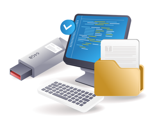 Portable data storage folder file programmer  Illustration