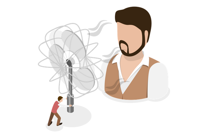 Portable Fan and Air Cooling and Conditioning  イラスト