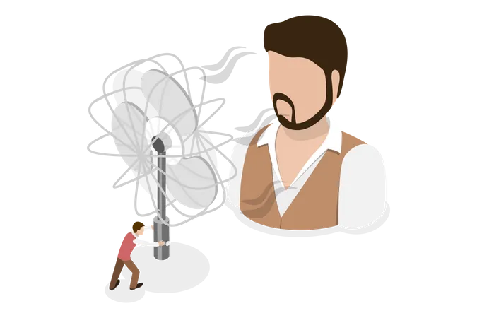 Portable Fan and Air Cooling and Conditioning  イラスト