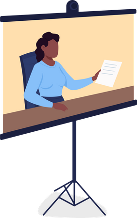 Portable screen with online course displaying  Illustration