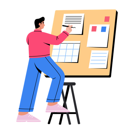 Empresario haciendo portafolio de trabajo  Ilustración