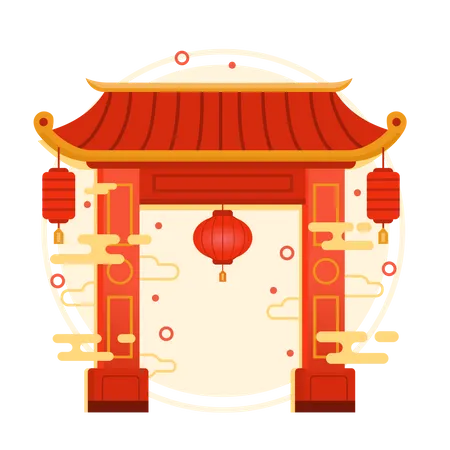 Portão chinês  Ilustração