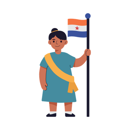 Porte-drapeau féminin lors d'un défilé  Illustration