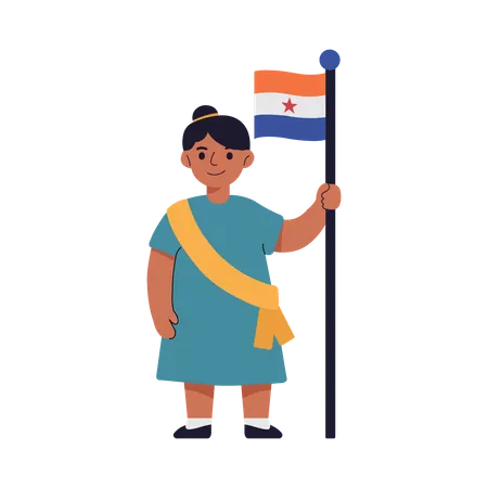 Porte-drapeau féminin lors d'un défilé  Illustration