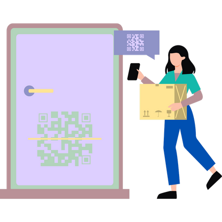 Porte verrouillée avec code QR  Illustration